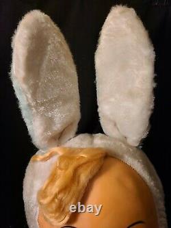 Vtg Easter Bunny Plastic/Rubber Baby Face Plush Rushton Knickerbocker