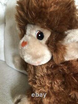 Vtg GUND Brown Monkey ZIPPY Plush Chimp Stuffed Animal Orange Heart Nose 17 HTF