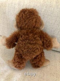 Vtg GUND Brown Monkey ZIPPY Plush Chimp Stuffed Animal Orange Heart Nose 17 HTF