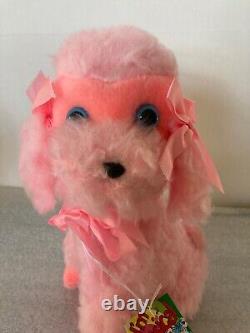 Vtg Gerber Atlanta Stuffed Animal Plush Wind up Musical Pink Dog Tag Works w Tag