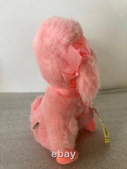 Vtg Gerber Atlanta Stuffed Animal Plush Wind up Musical Pink Dog Tag Works w Tag