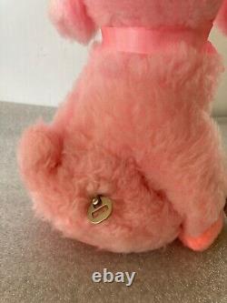 Vtg Gerber Atlanta Stuffed Animal Plush Wind up Musical Pink Dog Tag Works w Tag