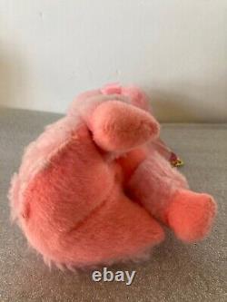 Vtg Gerber Atlanta Stuffed Animal Plush Wind up Musical Pink Dog Tag Works w Tag