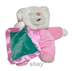 Vtg Hug Fun Bear Pajamas Stuffed Animal Plush Pink Blanket 8in Open Mouth Sleepy