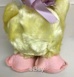 Vtg Plush RUSHTON Rubber Face Yellow Duck WithBonnet Hat And Box Approx 10 Easter
