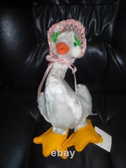 Vtg RUSHTON 13 Rubber Beak HAPPY Goose Duck Doll Stuffed Animal Plush Toy w Tag