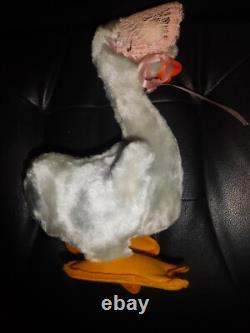 Vtg RUSHTON 13 Rubber Beak HAPPY Goose Duck Doll Stuffed Animal Plush Toy w Tag