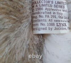 Vtg. Realistic Limited Ed. Bob Cat Lynx Stuffed Animal Plush Handcrafted Italy