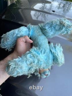 Vtg Rubber Face Blue Poodle Dog Plush Stuffed Animal Expert Toy Co New York