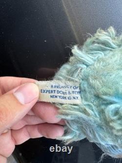 Vtg Rubber Face Blue Poodle Dog Plush Stuffed Animal Expert Toy Co New York