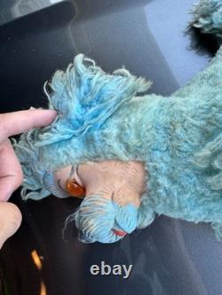 Vtg Rubber Face Blue Poodle Dog Plush Stuffed Animal Expert Toy Co New York
