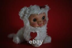 Vtg Rushton Kitty Cat Rubber face Stuffed animal Plush toy 1950s Valentine