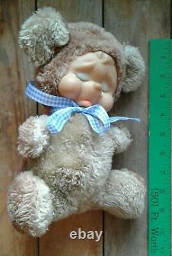 Vtg Rushton Rubber Face Bear Sad 9 Plush Toy Stuffed Animal