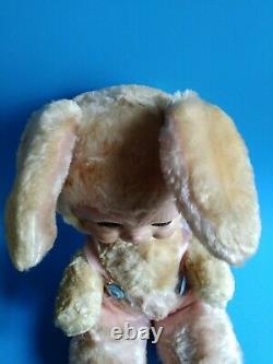 Vtg Rushton Star Creation Bunny Rabbit Rubber face Stuffed Animal plush toy 50s