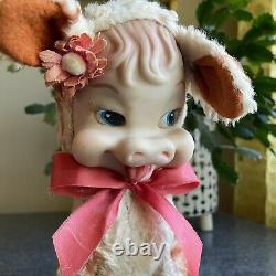 Vtg Rushton Star Creation Daisy Belle Cow Baby Calf Rubber Face Plush 1950s