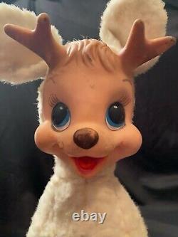 Vtg Rushton Star Creations Santas Reindeer Deer Rubber Face Stuffed Plush Doll