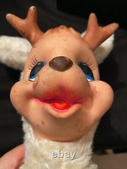Vtg Rushton Star Creations Santas Reindeer Deer Rubber Face Stuffed Plush Doll