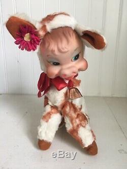 Vtg Star Creations Rushton Rubber Face Plush Spotted Cow Stuffed Animal Toy