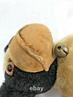 Vtg Steiff 1900s Bully Dog & Puppy Bell Plush German Mohair spots black lot