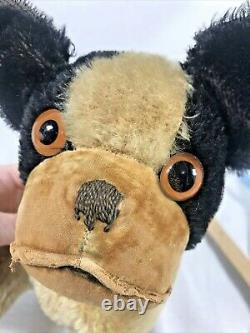 Vtg Steiff 1900s Bully Dog & Puppy Bell Plush German Mohair spots black lot